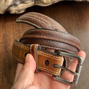 3D Belts Children's Dark Brown Raised Center Leather Belt 24-28”